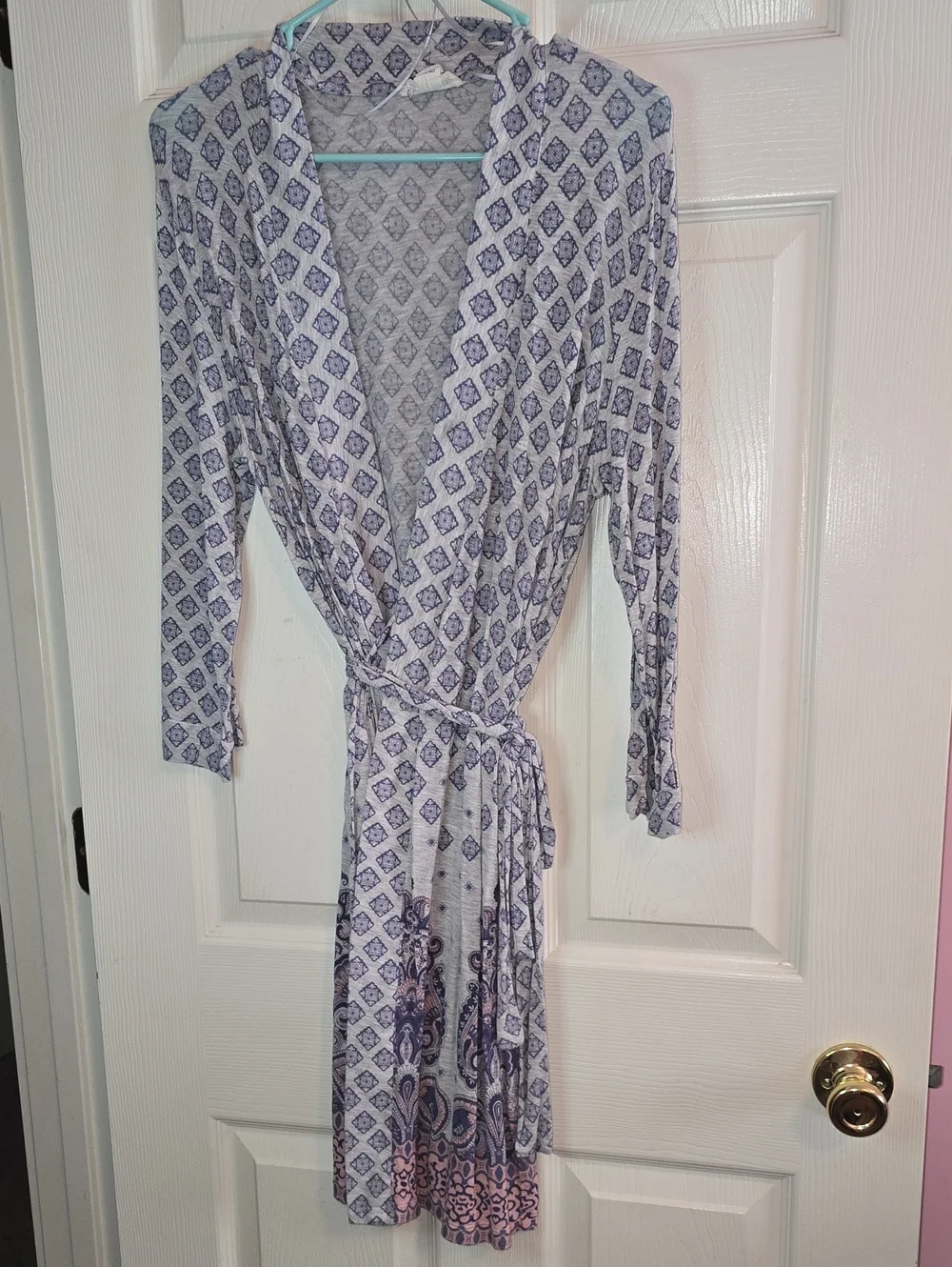 Artisan Blue & White Geometric Print Top